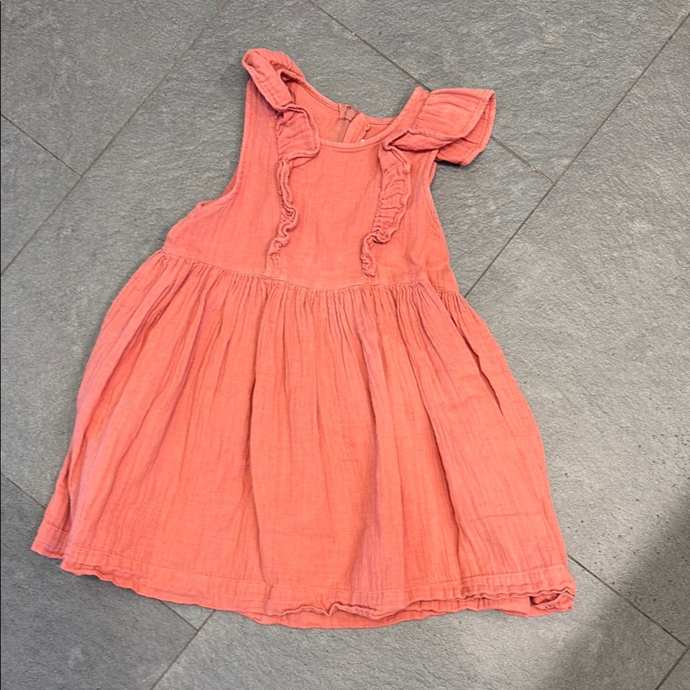 Petit Bateau Pink Ruched Sundress Sleeveless